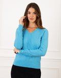Pull col V laine bleu - image 1