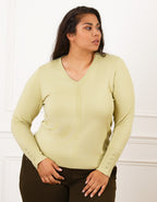 Pull col V vert anis - image 1