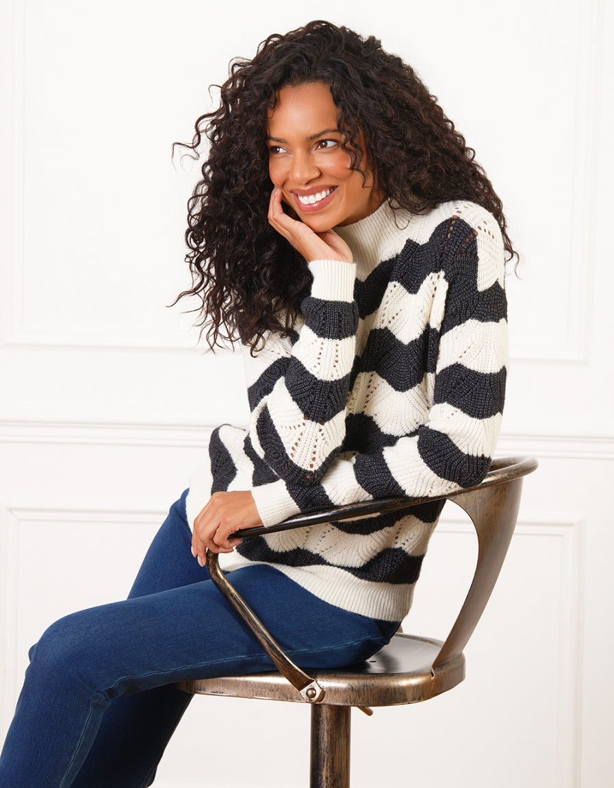 Pull écru maille ajourée - image 1
