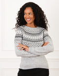 Pull motif jacquard gris - image 1