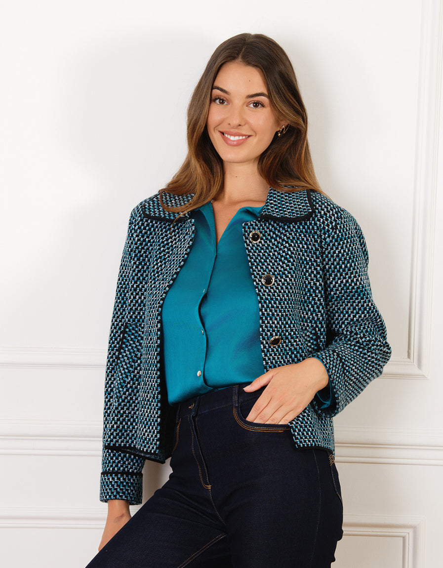 Veste courte chic bleu - image 1