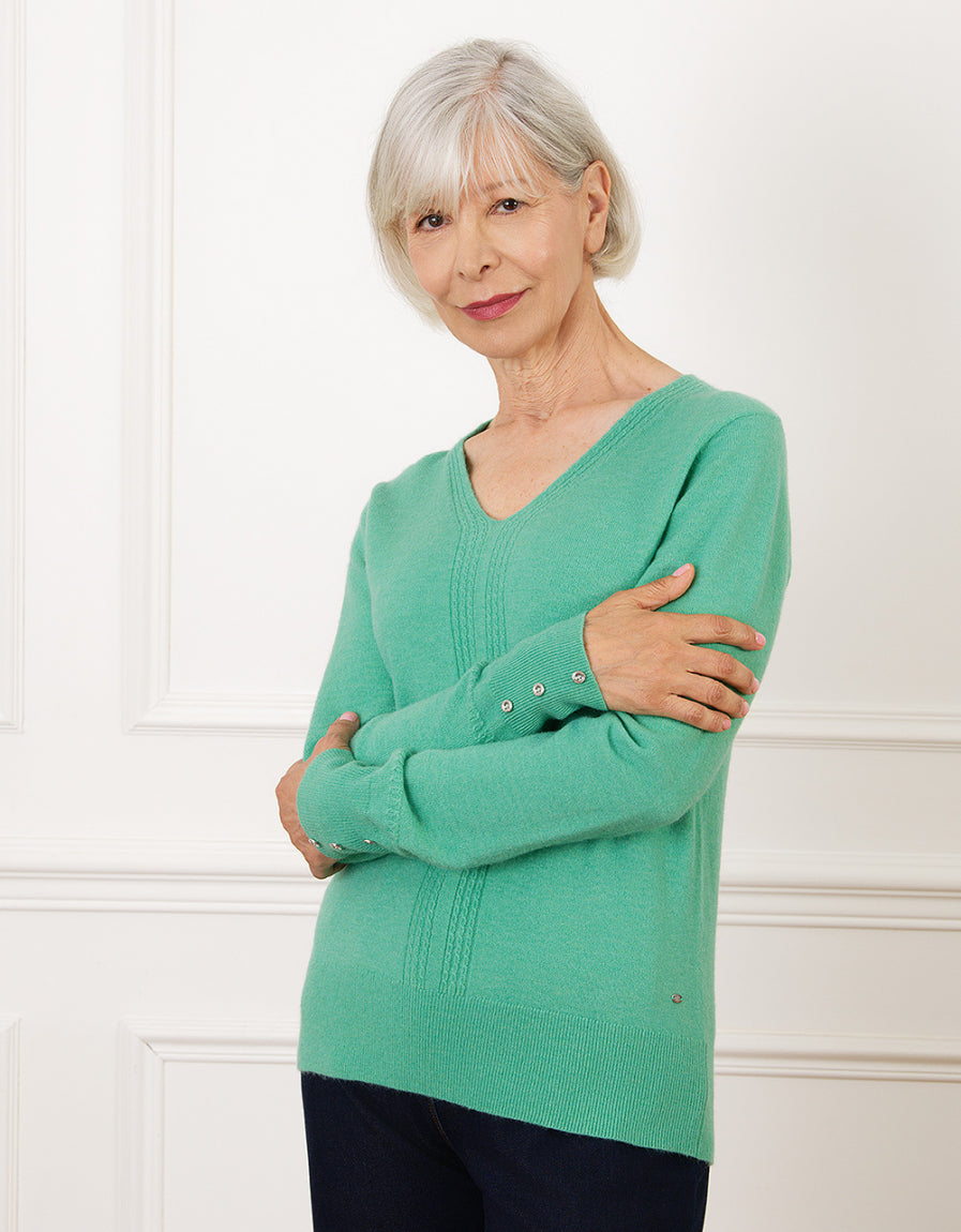 Pull col V laine vert - image 1