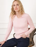 Pull col V laine rose - image 1