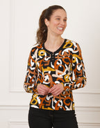 T-shirt noir motif marron - image 1