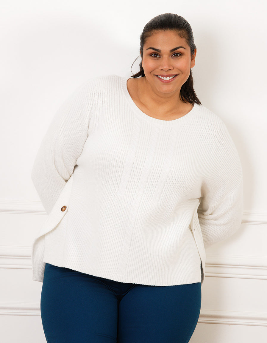 Pull écru maille torsadée - image 1