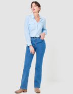 Jean flare coton bleu - image 2