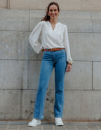 Jean flare coton bleu - image 1