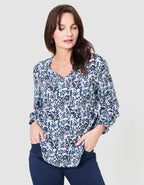 Blouse fluide motif bleu - image 1