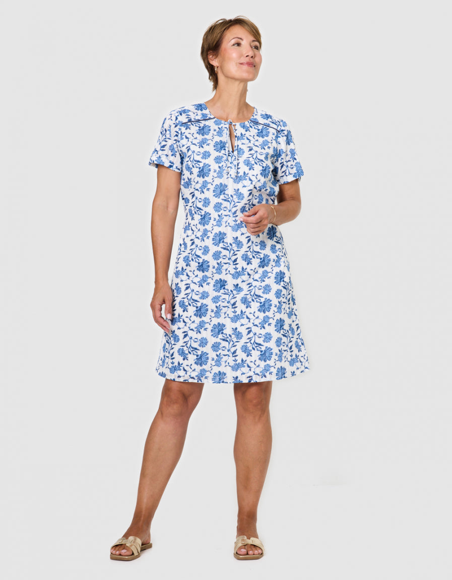 Robe motif coton bleu - image 1