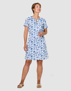 Robe motif coton bleu - image 1