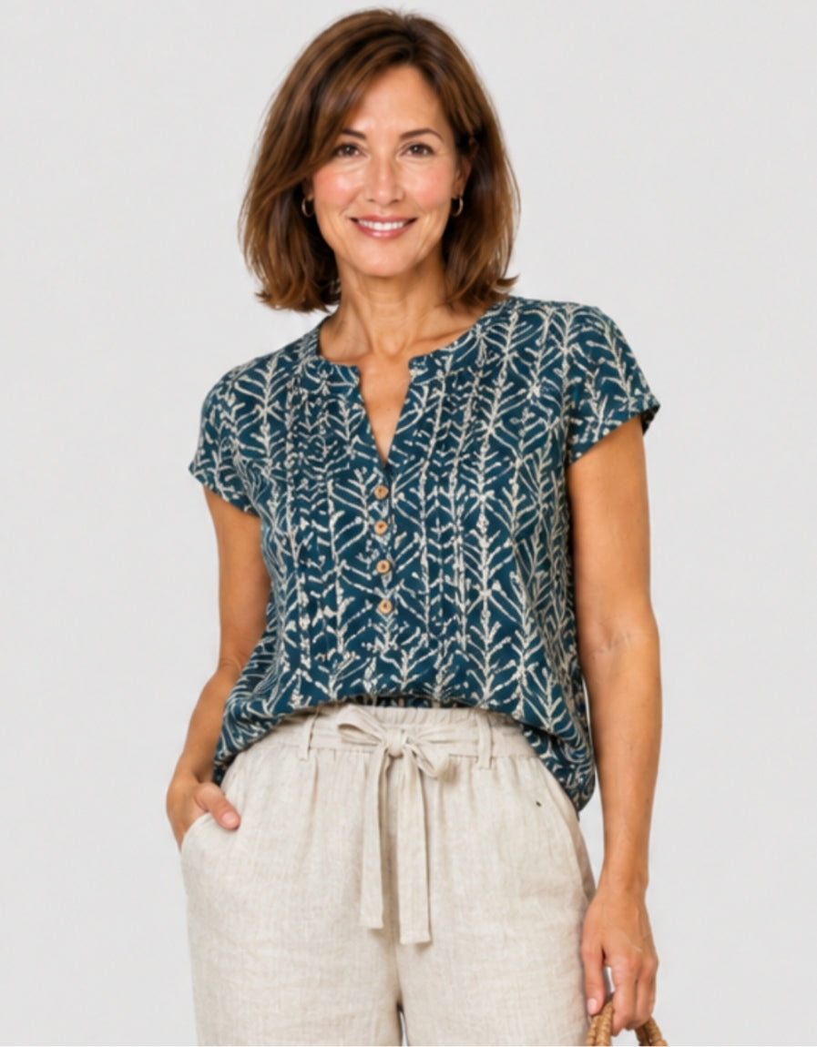 Blouse motif bleu - image 1