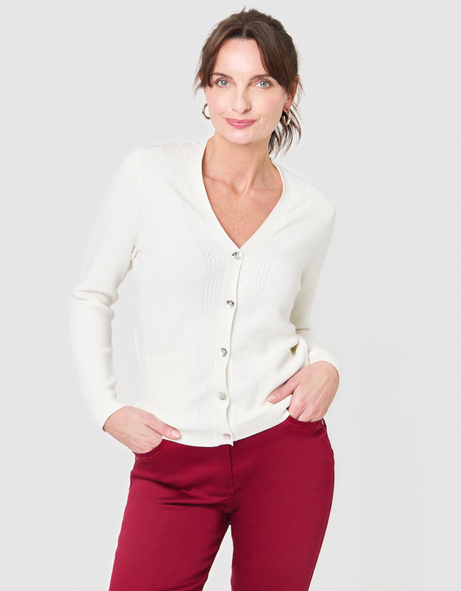 Gilet long ajouré écru - image 1