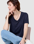T-shirt coton bleu marine - image 1