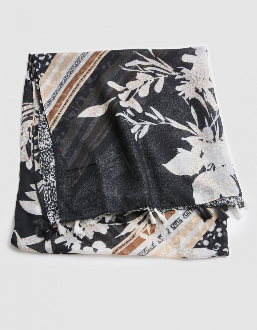 Foulard motif floral noir - image 1