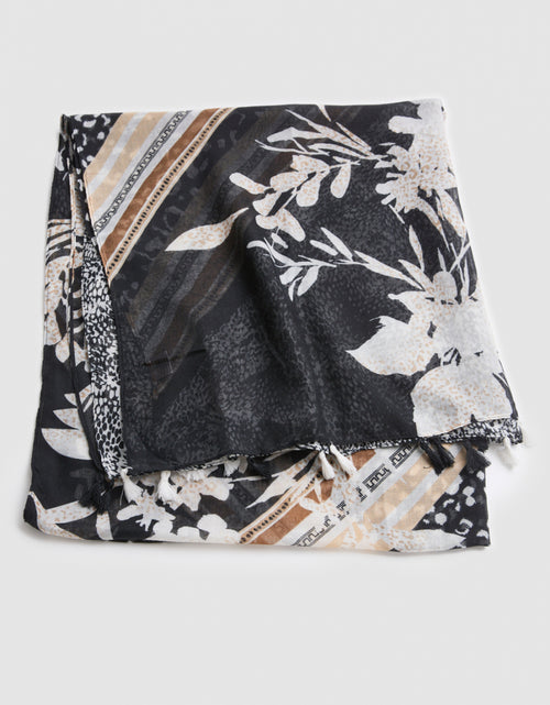 Foulard motif floral noir - image 1