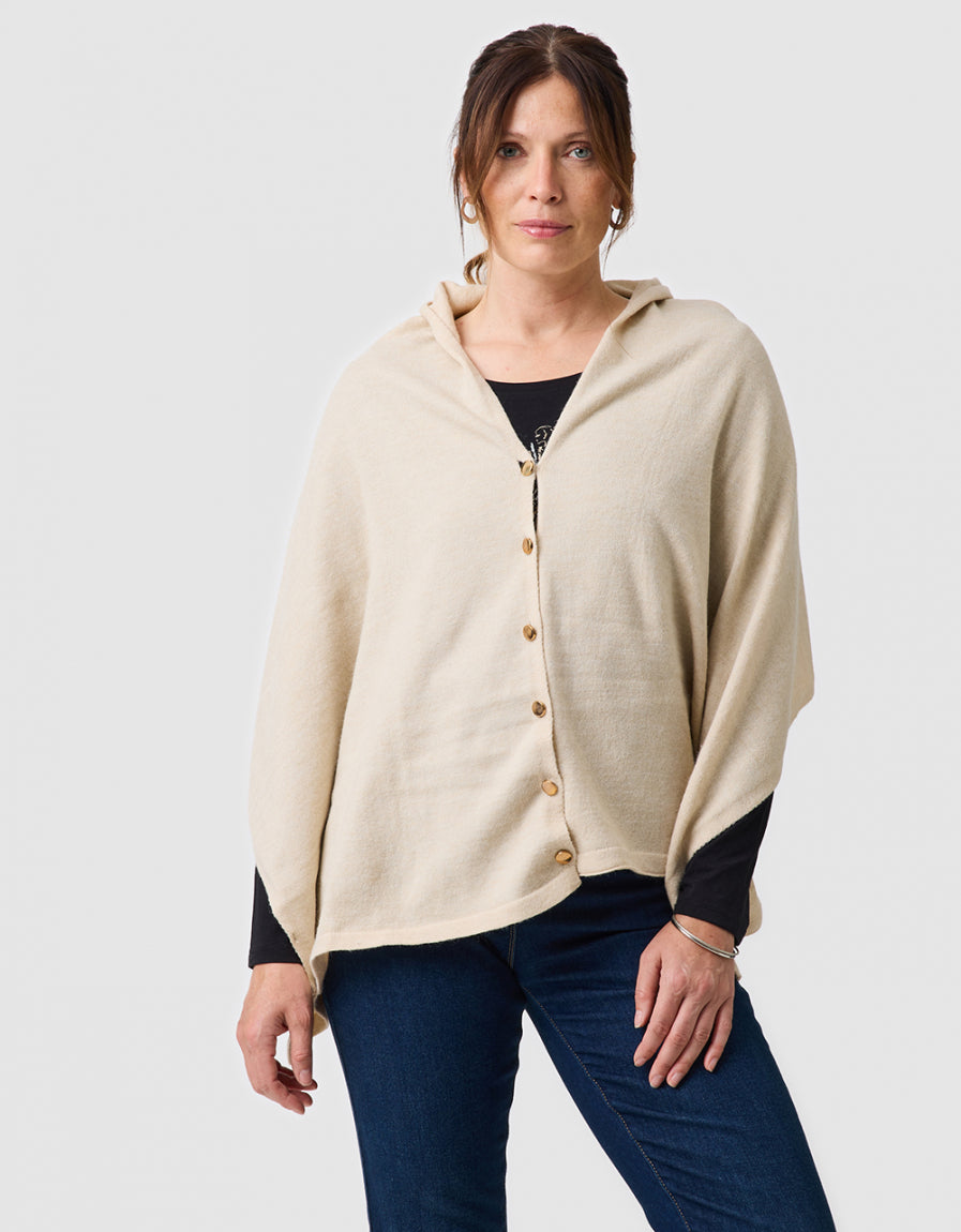 Poncho maille beige - image 1