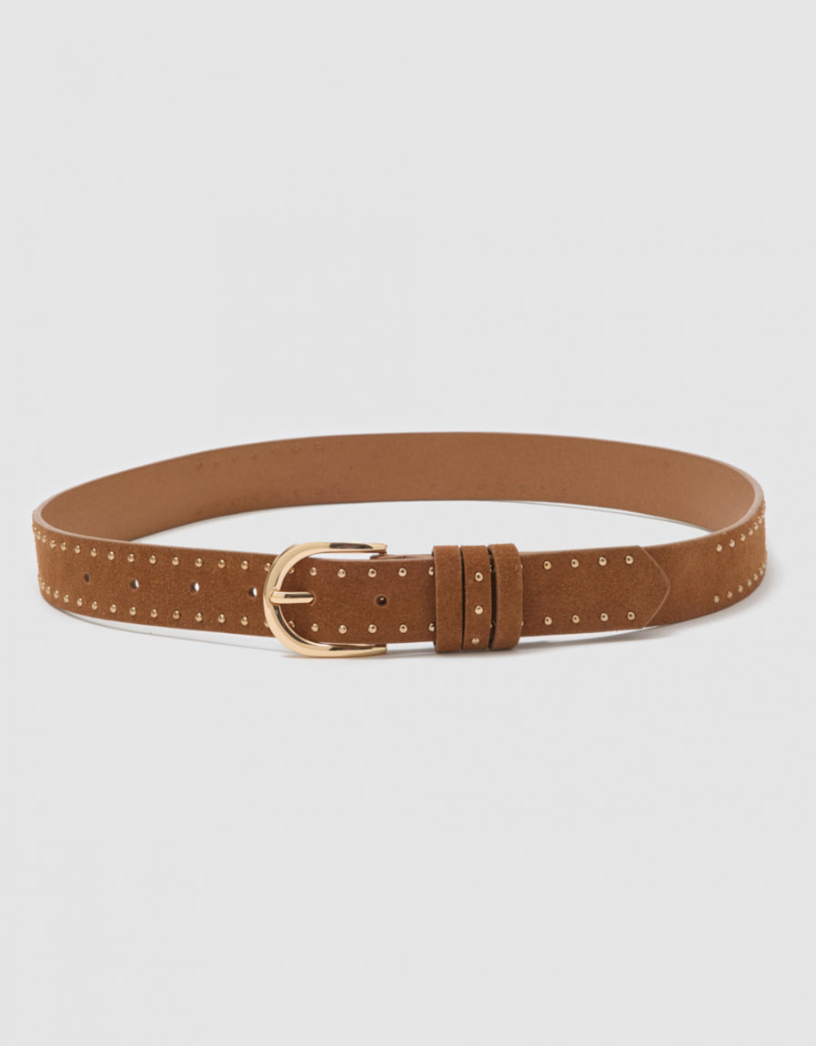 Ceinture clous cuir camel - image 1