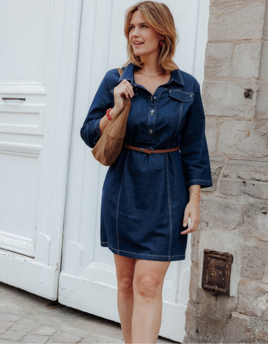 Robe jean coton bleu - image 1