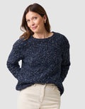 Pull mouliné coton bleu - image 1