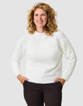 Pull duveteux tresse écru - image 1