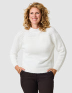 Pull duveteux tresse écru - image 1