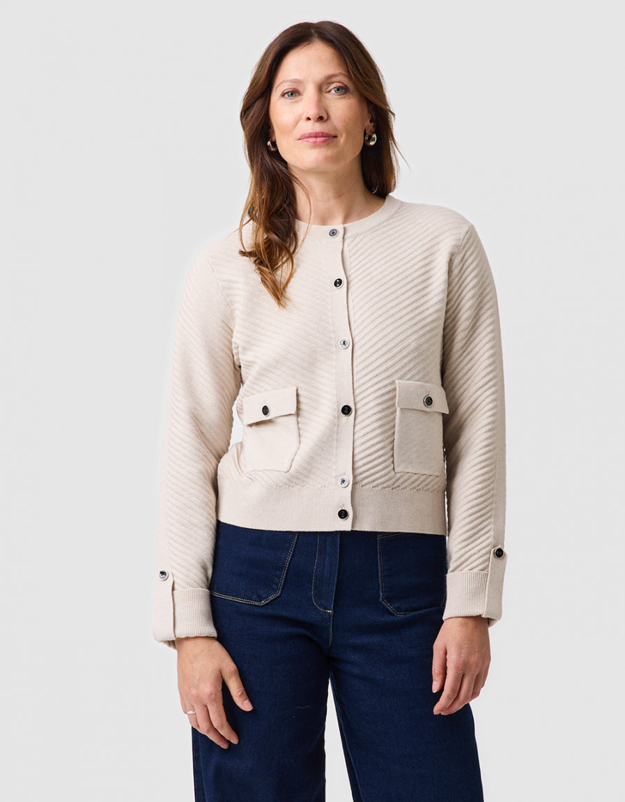 Gilet maille bouton beige - image 1