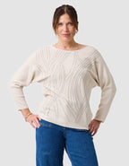 Pull ample strass beige - image 1