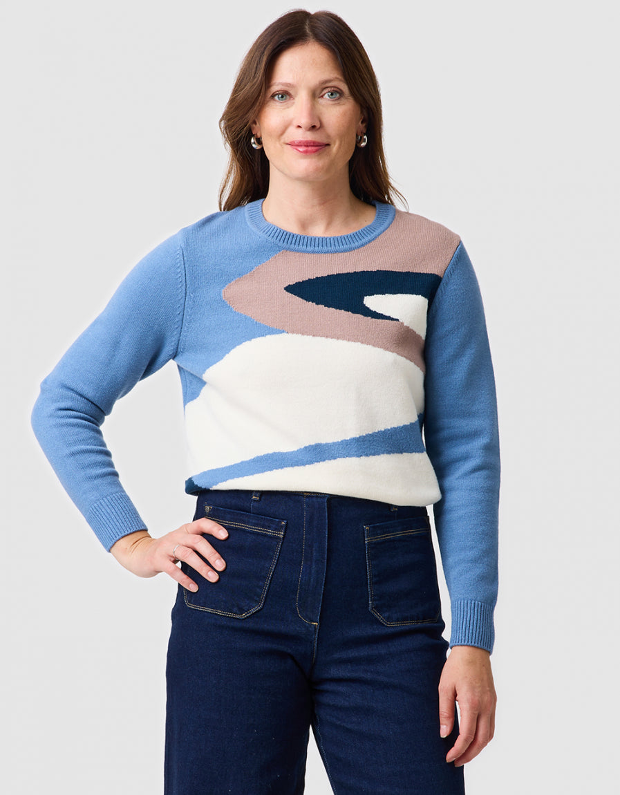 Pull colorblock bleu - image 1