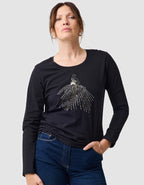 T-shirt imprimé noir - image 1