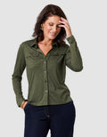 T-shirt boutons vert kaki - image 1