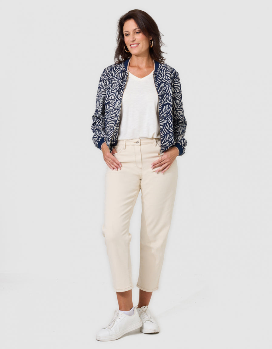 Jean mom 7/8è coton beige - image 1