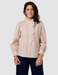 Chemisier rayures beige - image 1