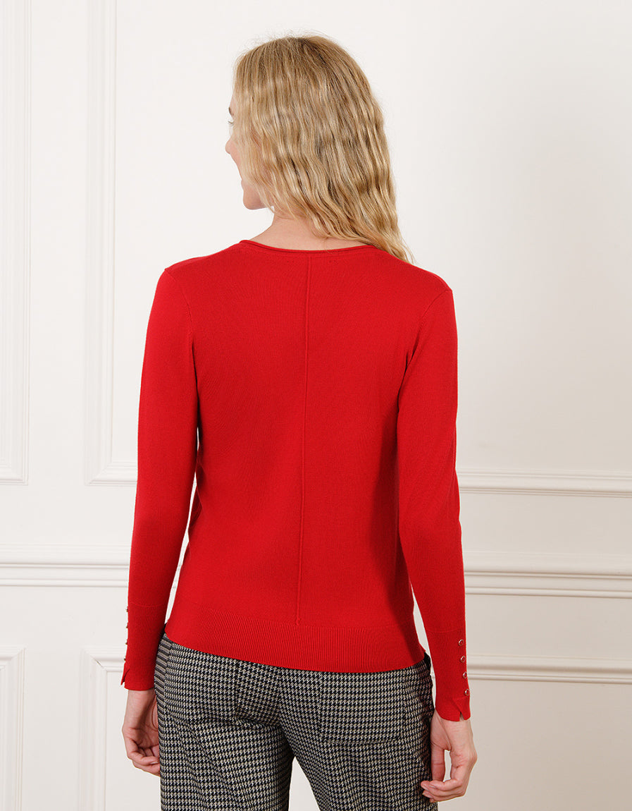 Pull col V rouge - image 2