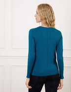 Pull col V bleu canard - image 2