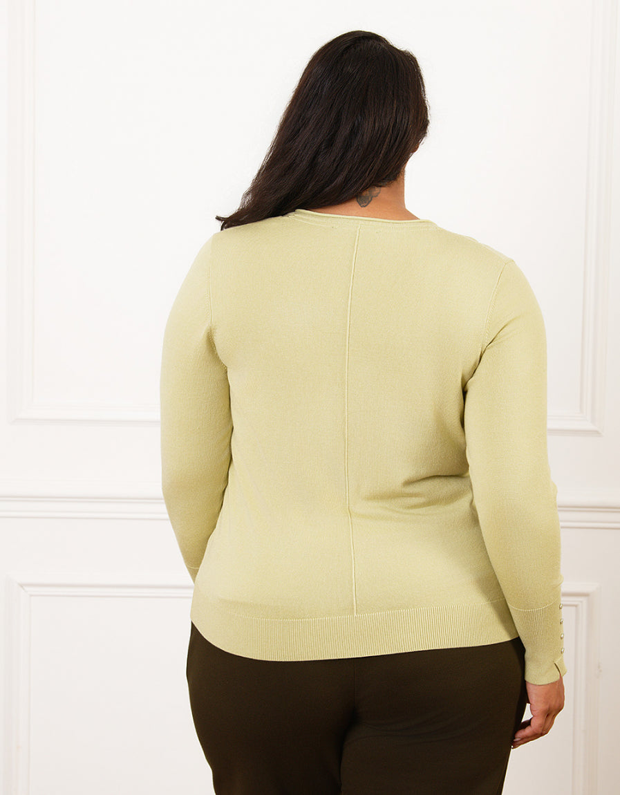 Pull col V vert anis - image 2