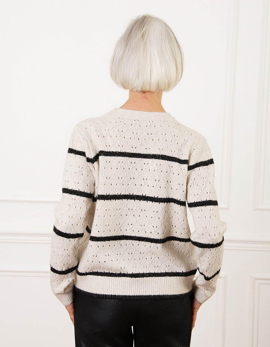 Cardigan laine rayures - image 2