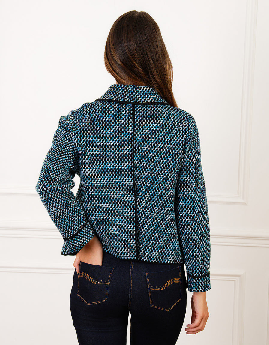 Veste courte chic bleu - image 2