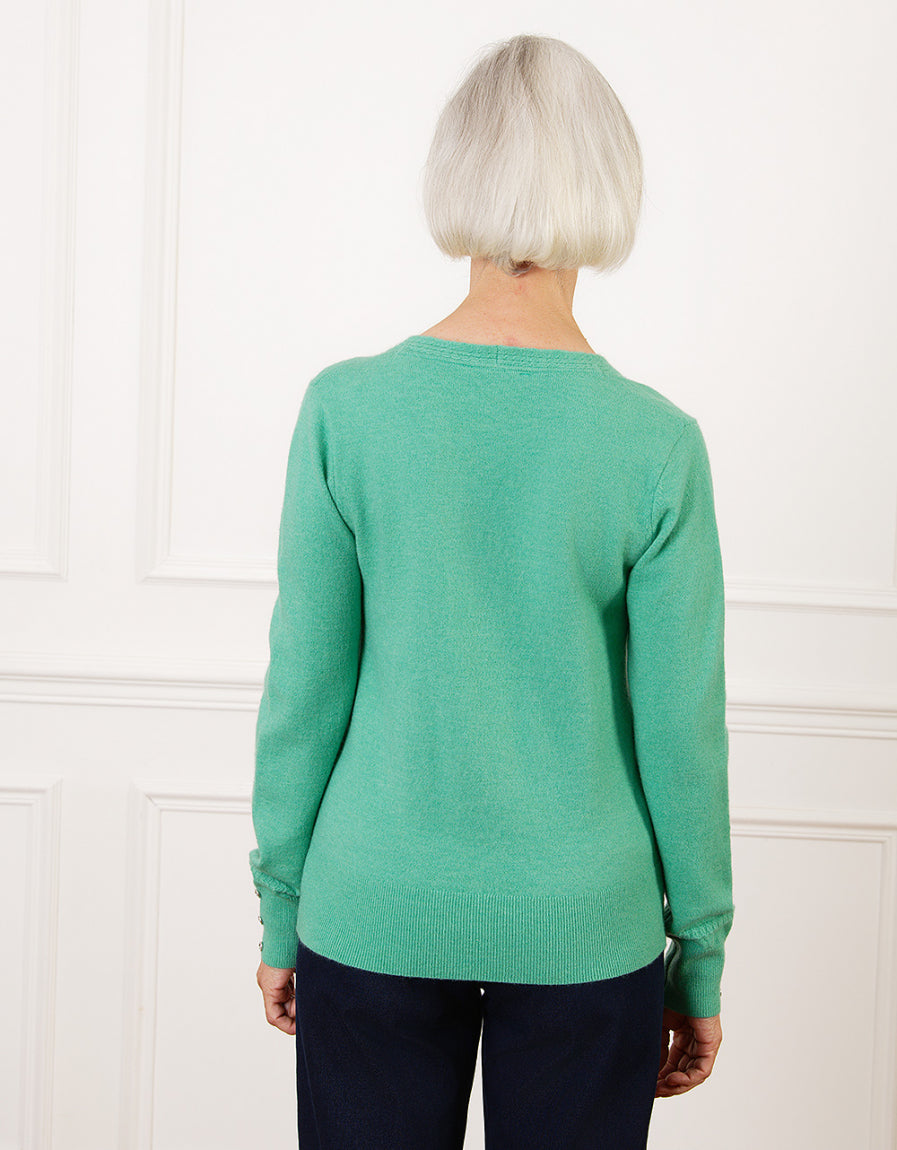 Pull col V laine vert - image 2