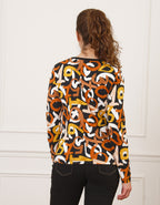 T-shirt noir motif marron - image 2