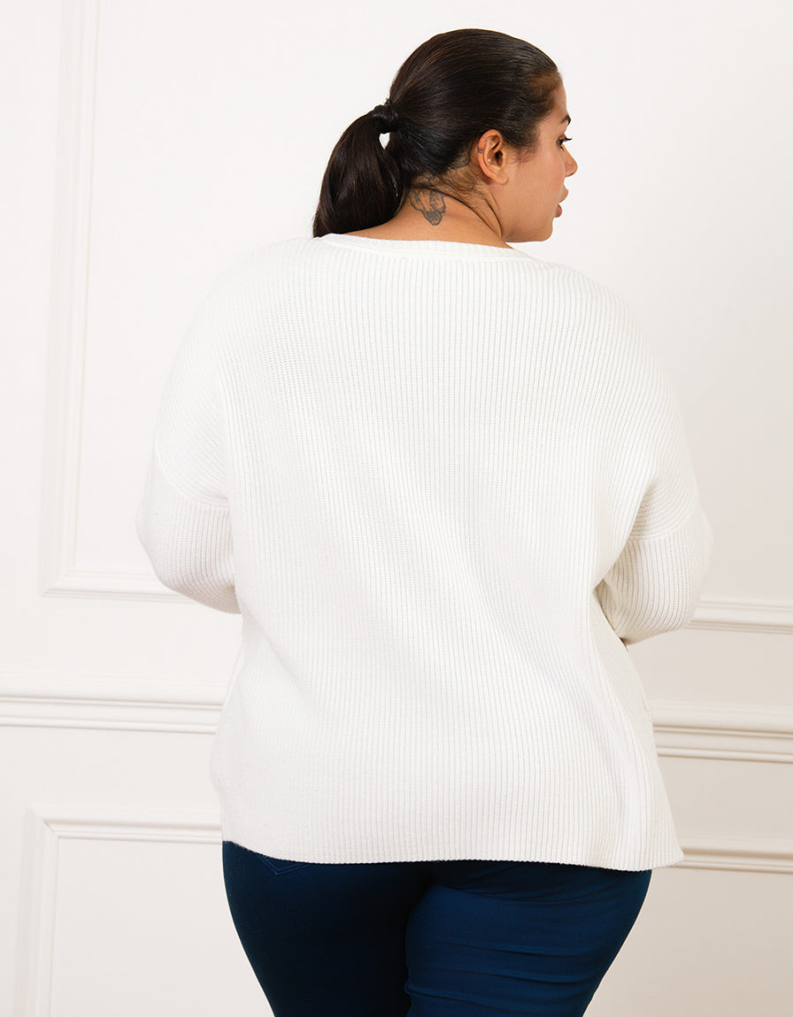 Pull écru maille torsadée - image 2