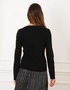 Pull V sequins noir - image 2