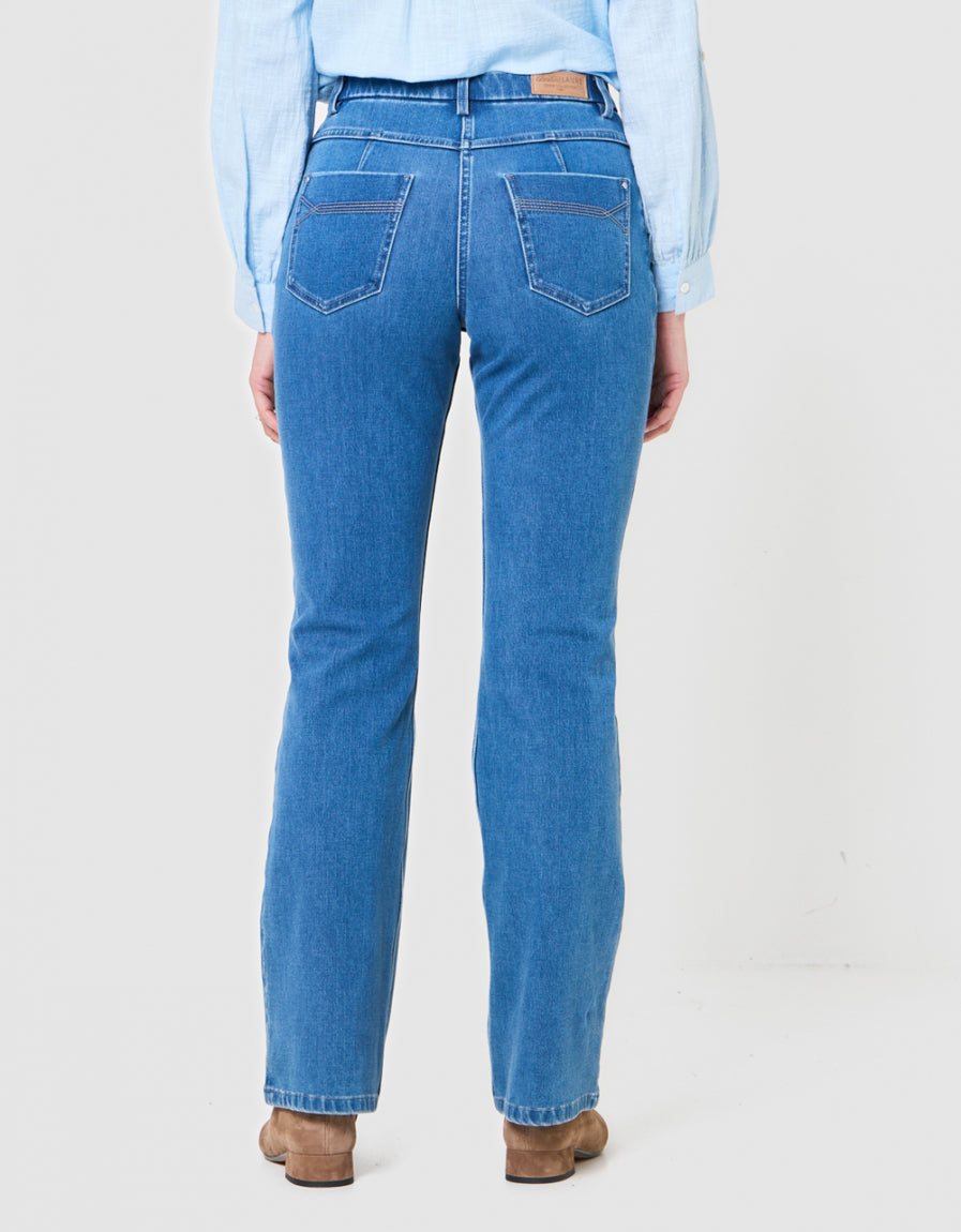 Jean flare coton bleu - image 3