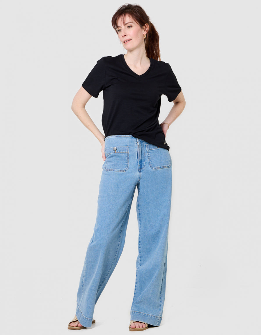 T-shirt coton modal noir - image 3