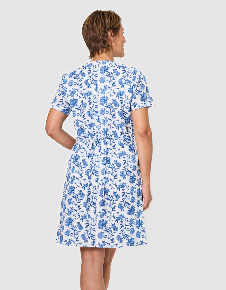 Robe motif coton bleu - image 2