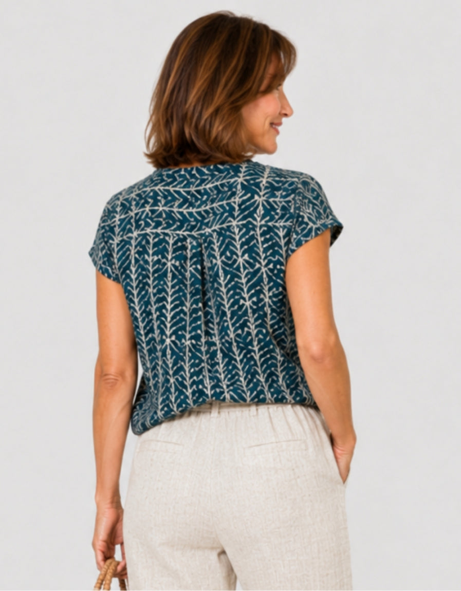 Blouse motif bleu - image 2