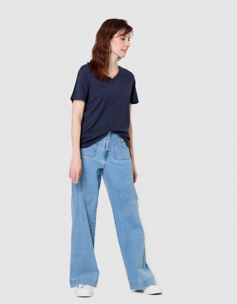 T-shirt coton bleu marine - image 2