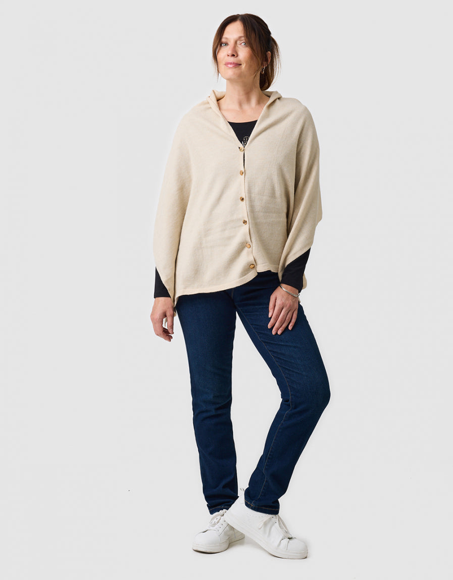 Poncho maille beige - image 2