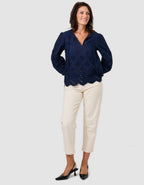 Blouse broderie marine - image 2