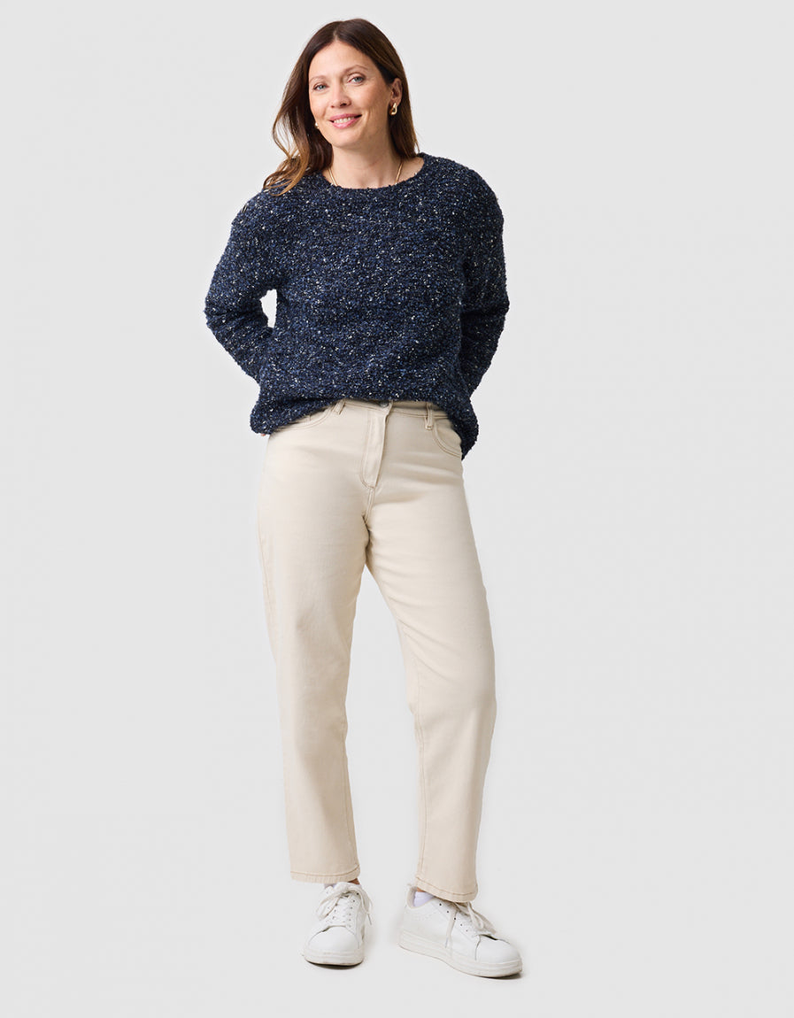Pull mouliné coton bleu - image 2