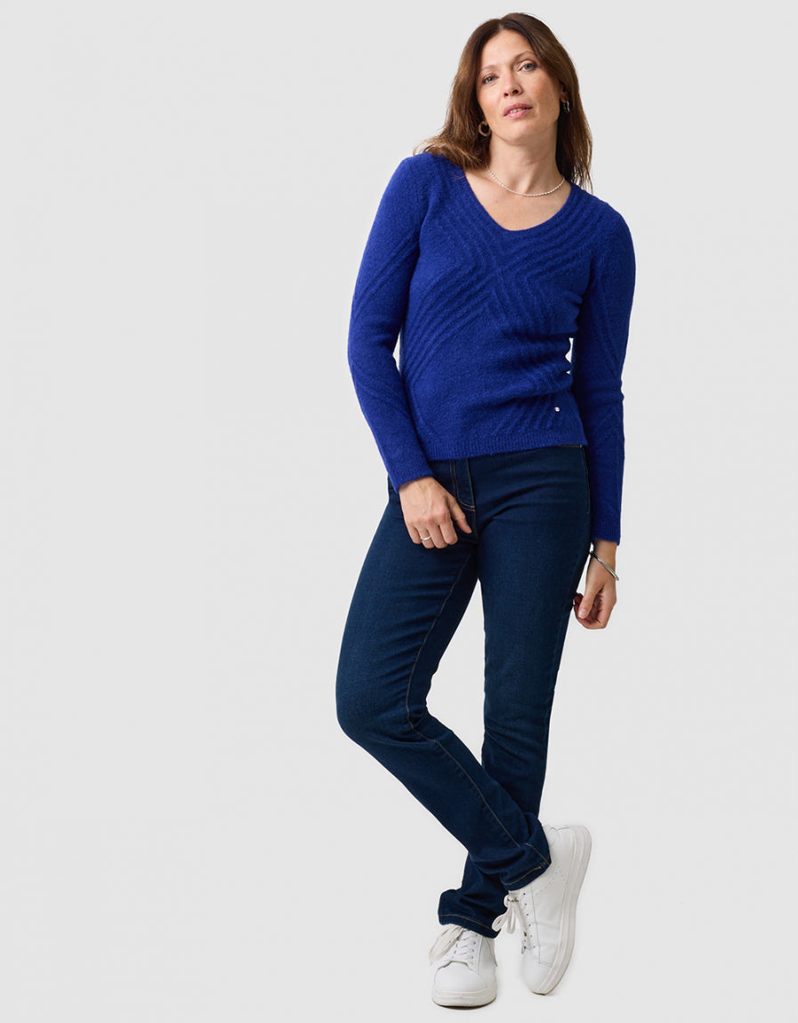 Pull maille laine bleu - image 2
